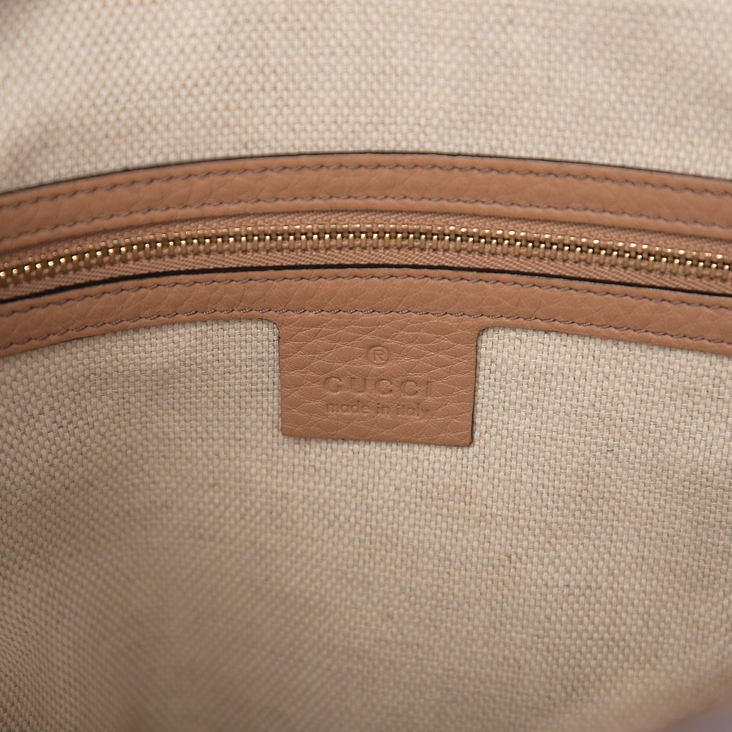 Gucci Pebbled Calfskin Small Soho Top Handle Bag Camelia 5 of 9