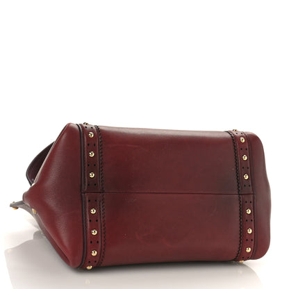 Salvatore Ferragamo Calfskin Studded Sofia Satchel Burgundy 4 of 11