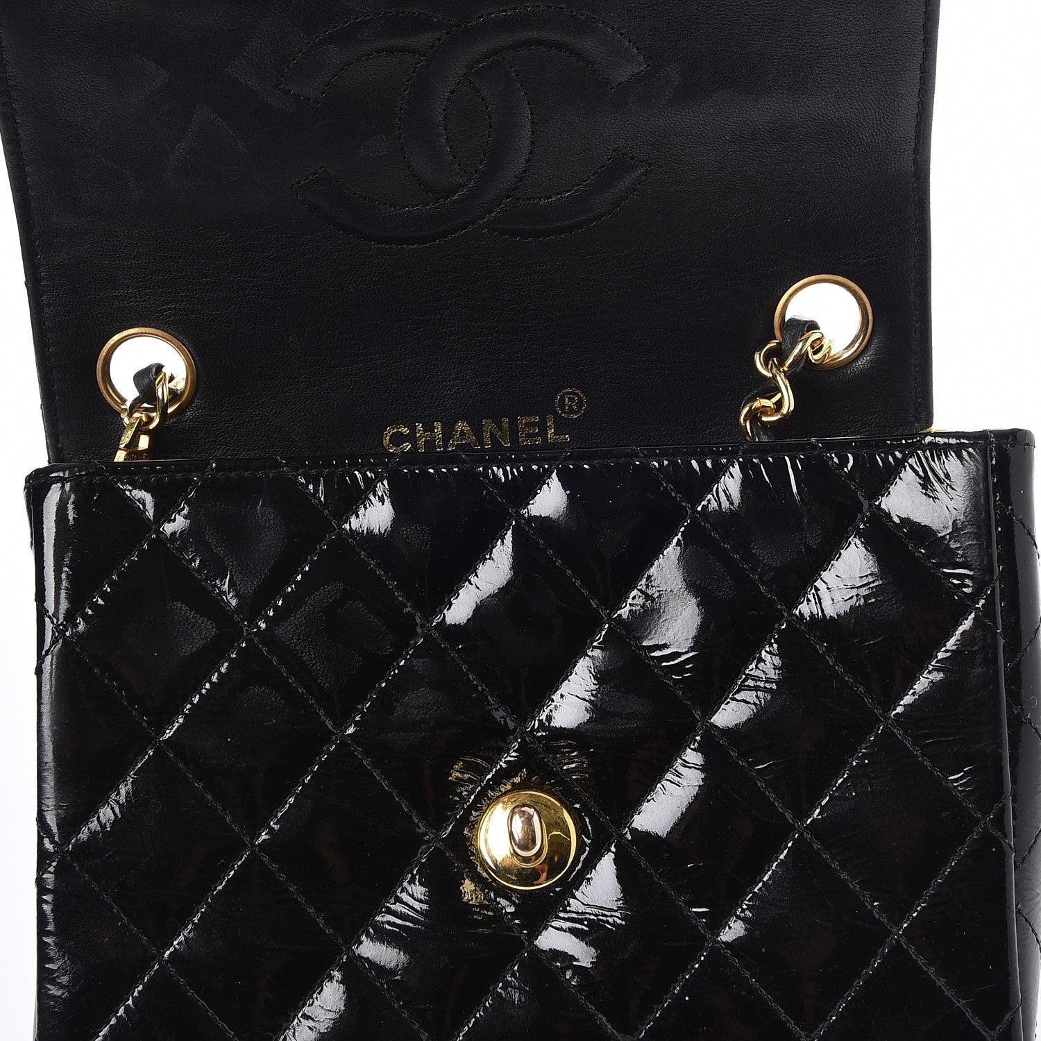 Chanel Patent Calfskin Quilted Mini Square Flap Black 10 of 12