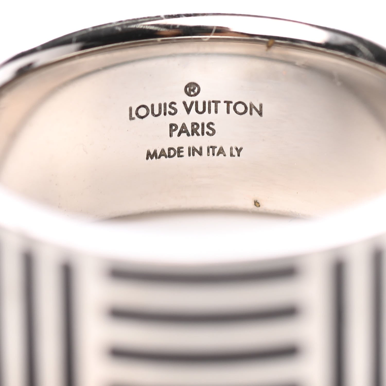 Louis Vuitton Damier Ring L Silver Black 3 of 5