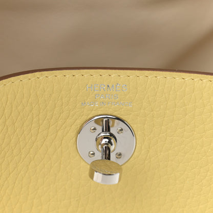 Hermes Taurillon Clemence Mini Lindy 20 Jaune Poussin 6 of 11