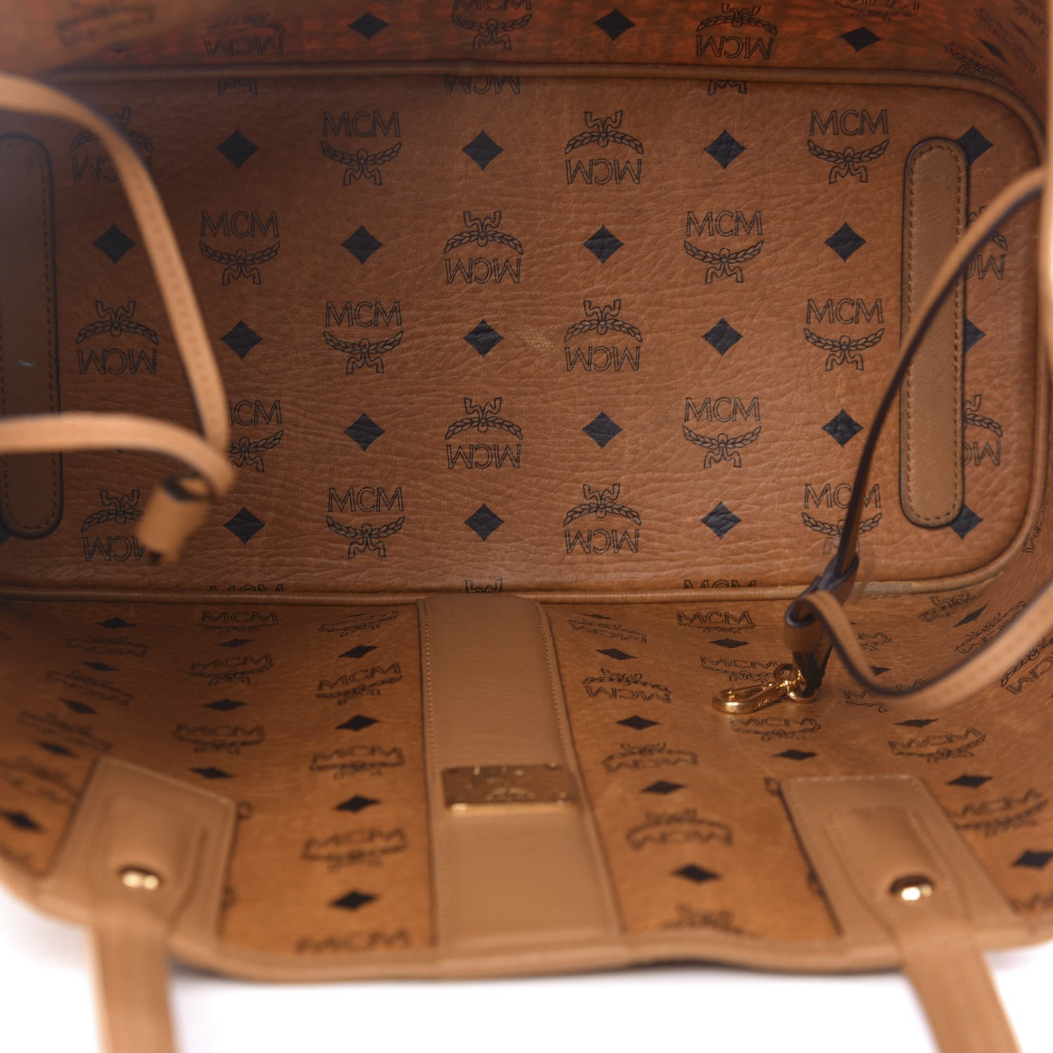 MCM Visetos Medium Liz Reversible Shopper Tote Cognac 16 of 24