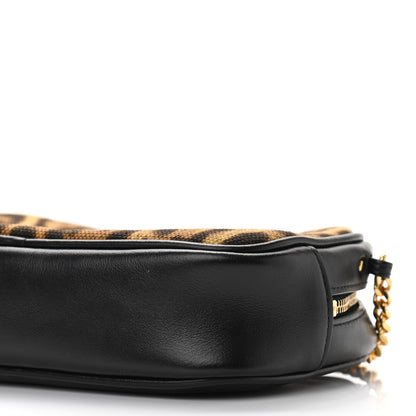 Saint Laurent Canvas Calfskin Leopard Print Monogram Mini Lou Camera Bag Brown 10 of 11