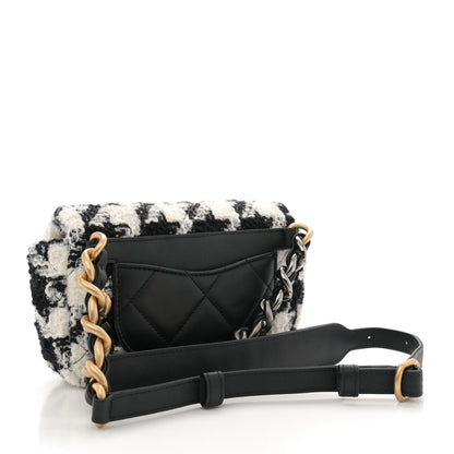 Chanel Tweed Quilted Chanel 19 Waist Bag Black Ecru White 3 of 11