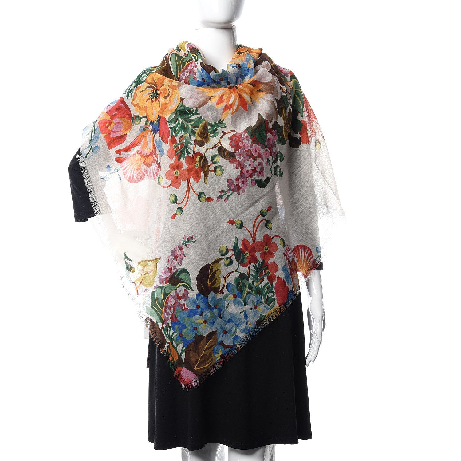 Gucci Wool Josephine Square Shawl Ivory Pink 2 of 5
