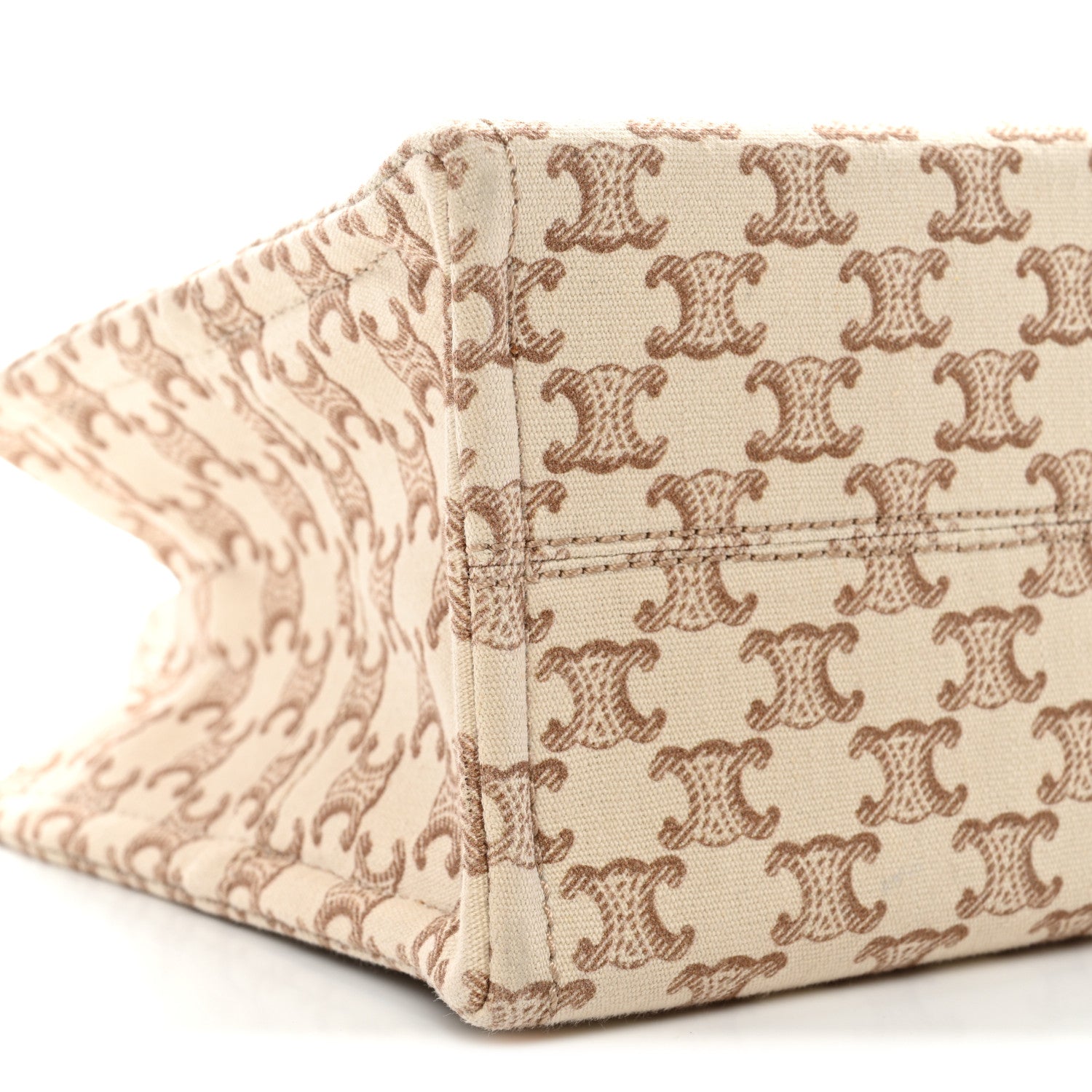 Celine Canvas Calfskin Triomphe Print Small Cabas Thais White 10 of 11