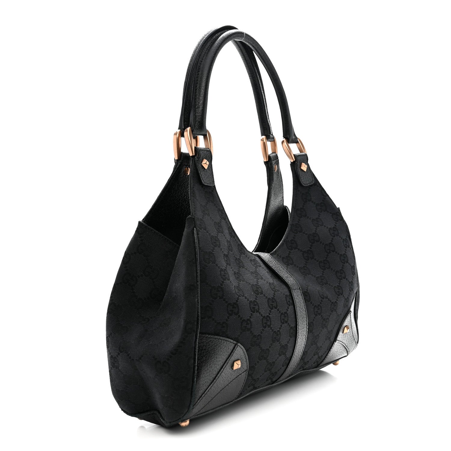 Gucci Monogram Calfskin Large Bardot Tote Black 3 of 13