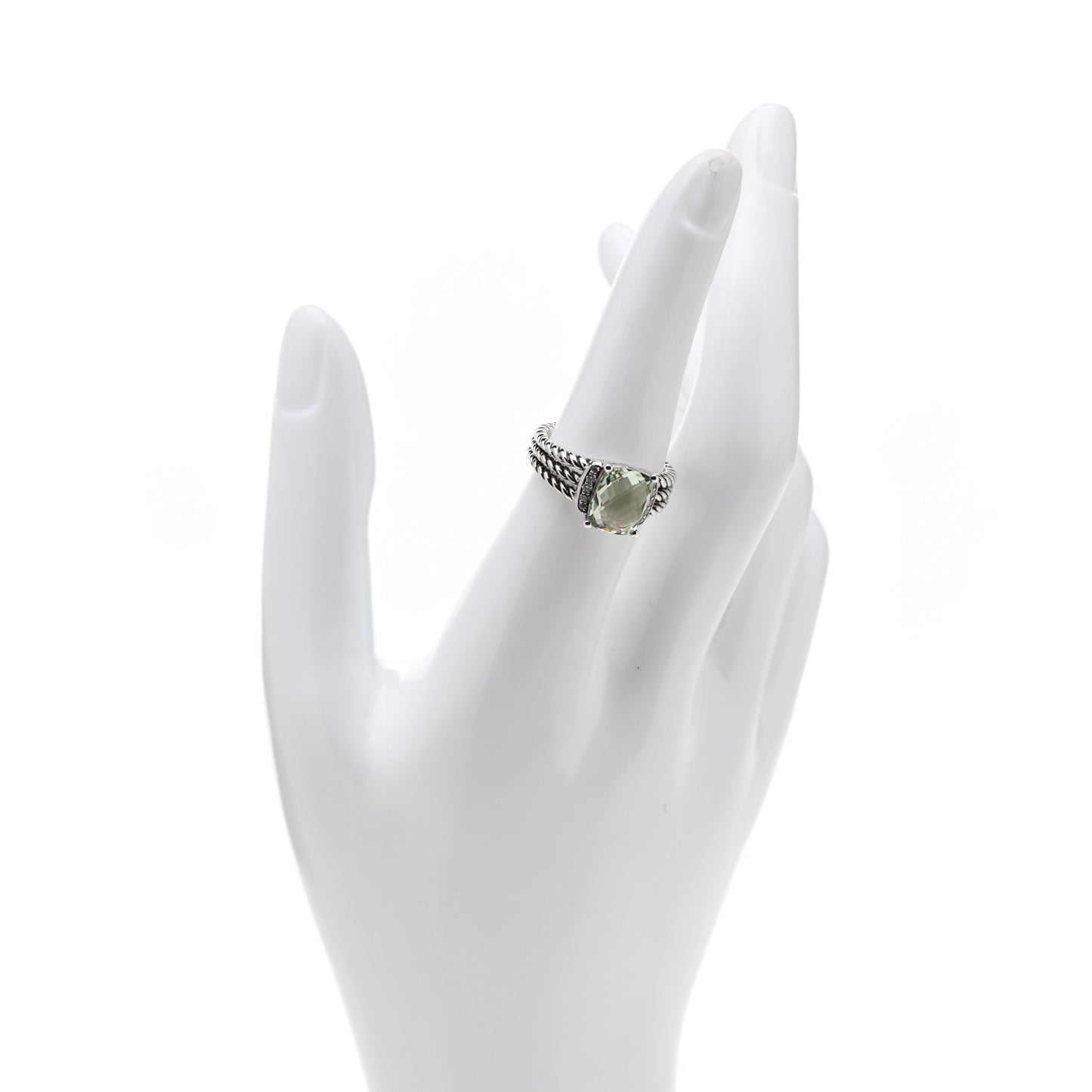 Sterling Silver Diamond Prasiolite 10mm Petite Wheaton Ring 54 7