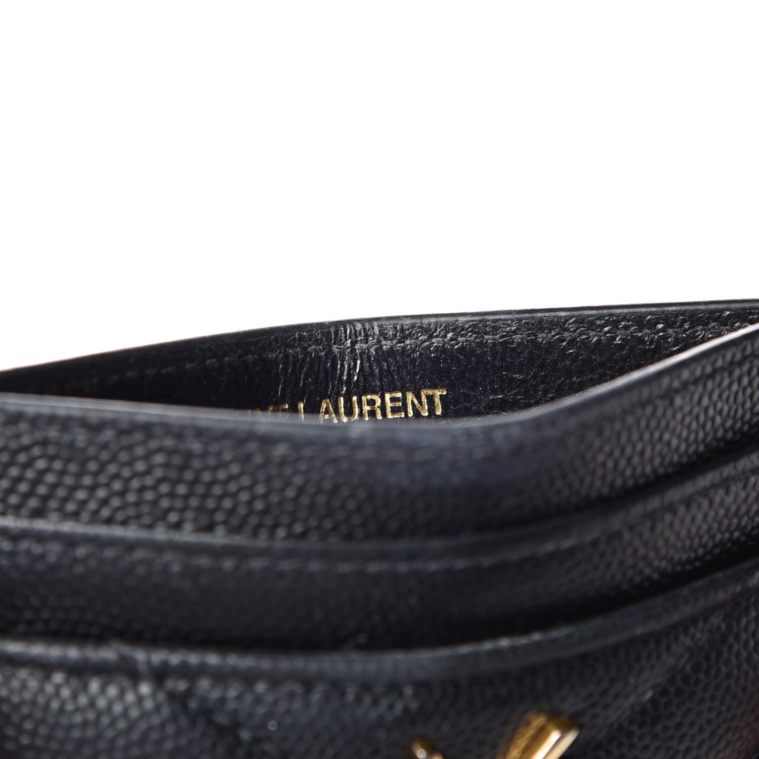 Saint Laurent Grain De Poudre Matelasse Chevron Monogram Credit Card Case Black 9 of 16