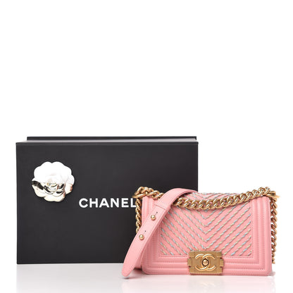 Chanel Calfskin Chevron Embroidered Small Boy Flap Pink 11 of 11