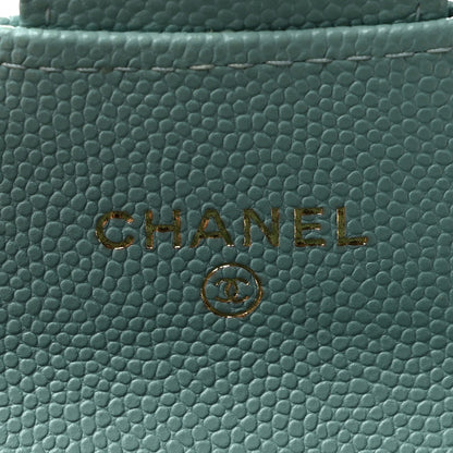 Chanel Caviar Quilted Flap Card Holder Wallet Light Green 6 of 9