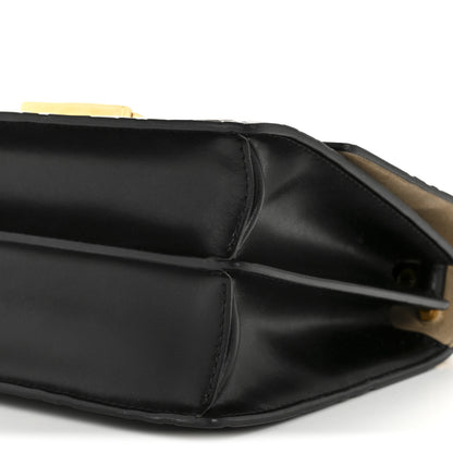 Fendi Vitello Liberty Bi-Color FF 1974 Embossed Small Kan U Shoulder Bag Maya Black 10 of 12