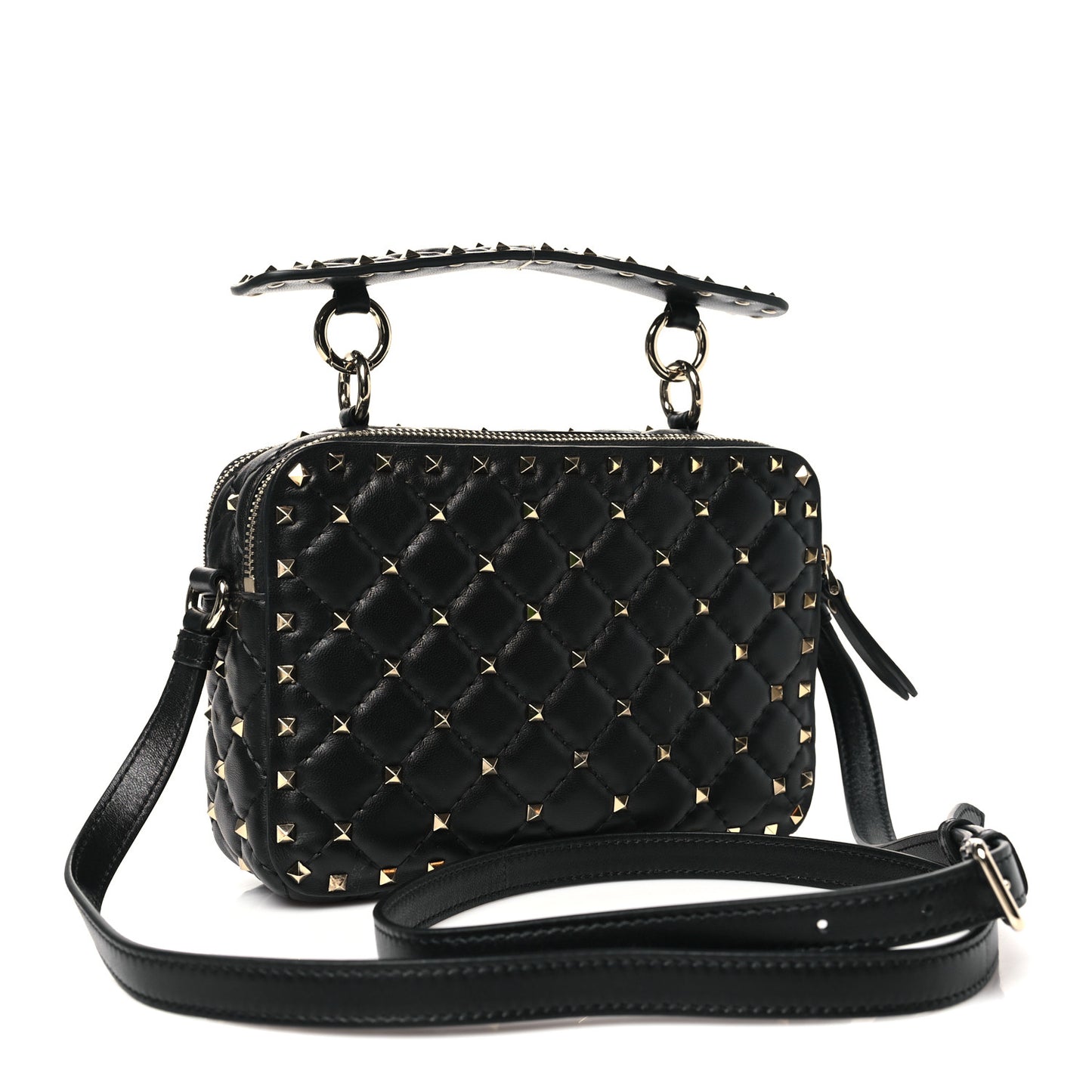Nappa Rockstud Spike Shoulder Bag Black