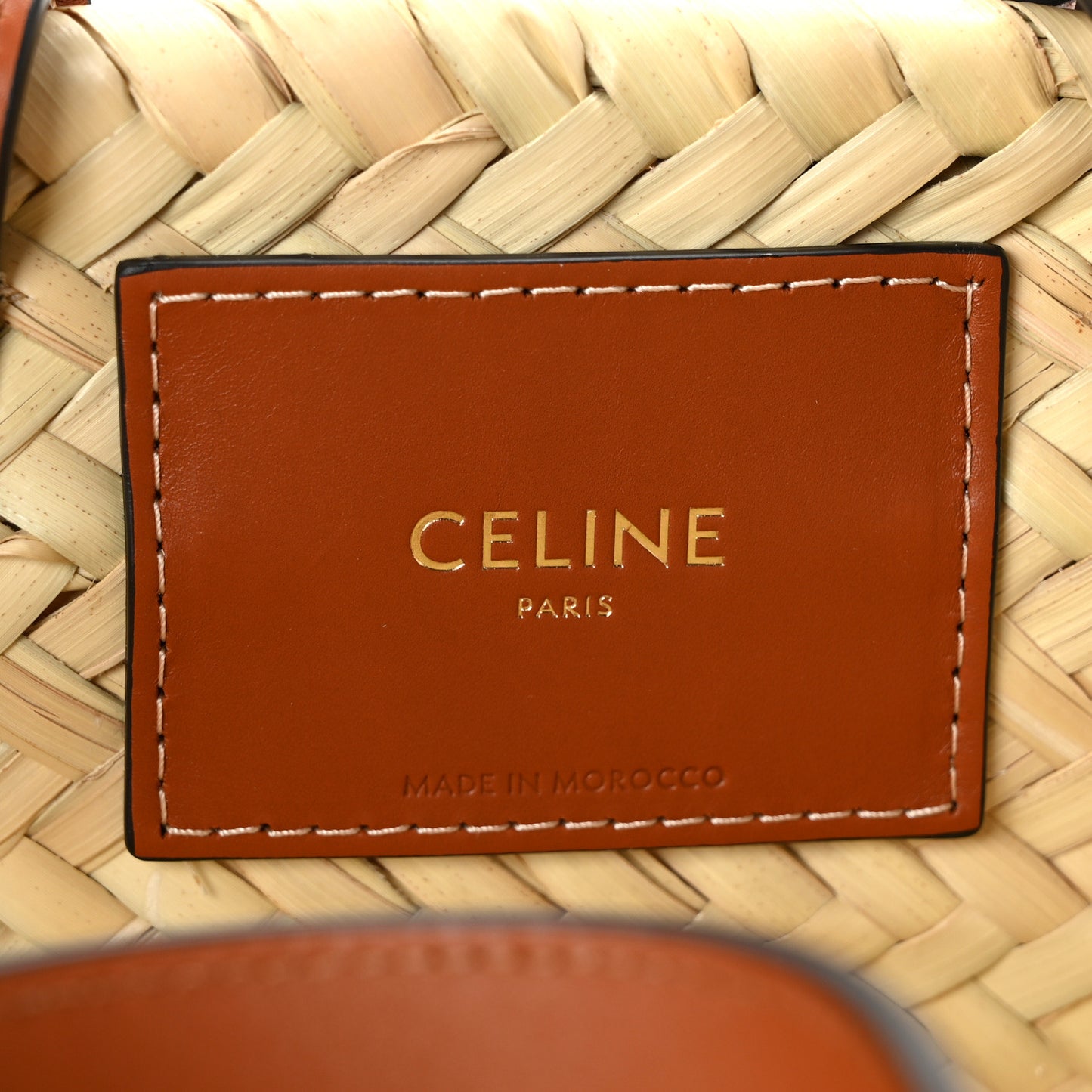 Raffia Calfskin Triomphe Teen Panier Tan