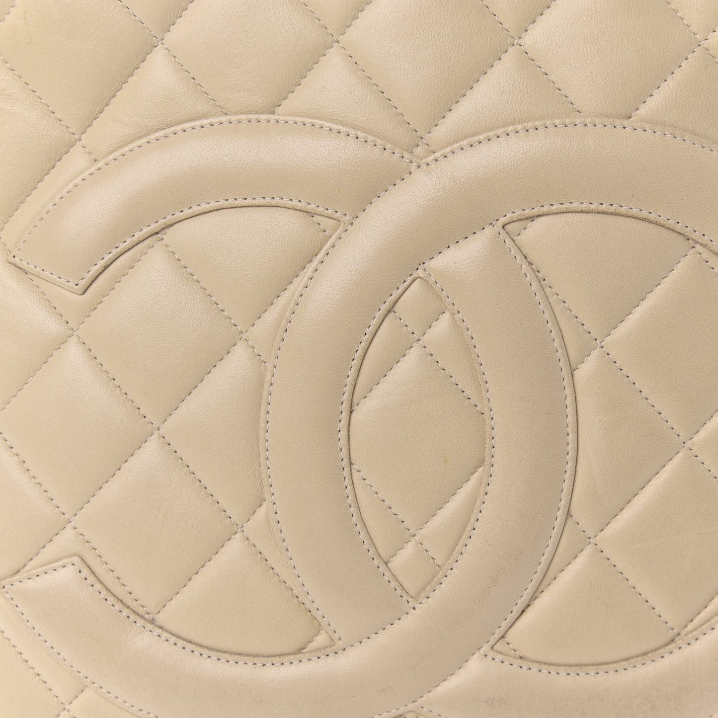 Lambskin Quilted Medallion Tote Light Beige
