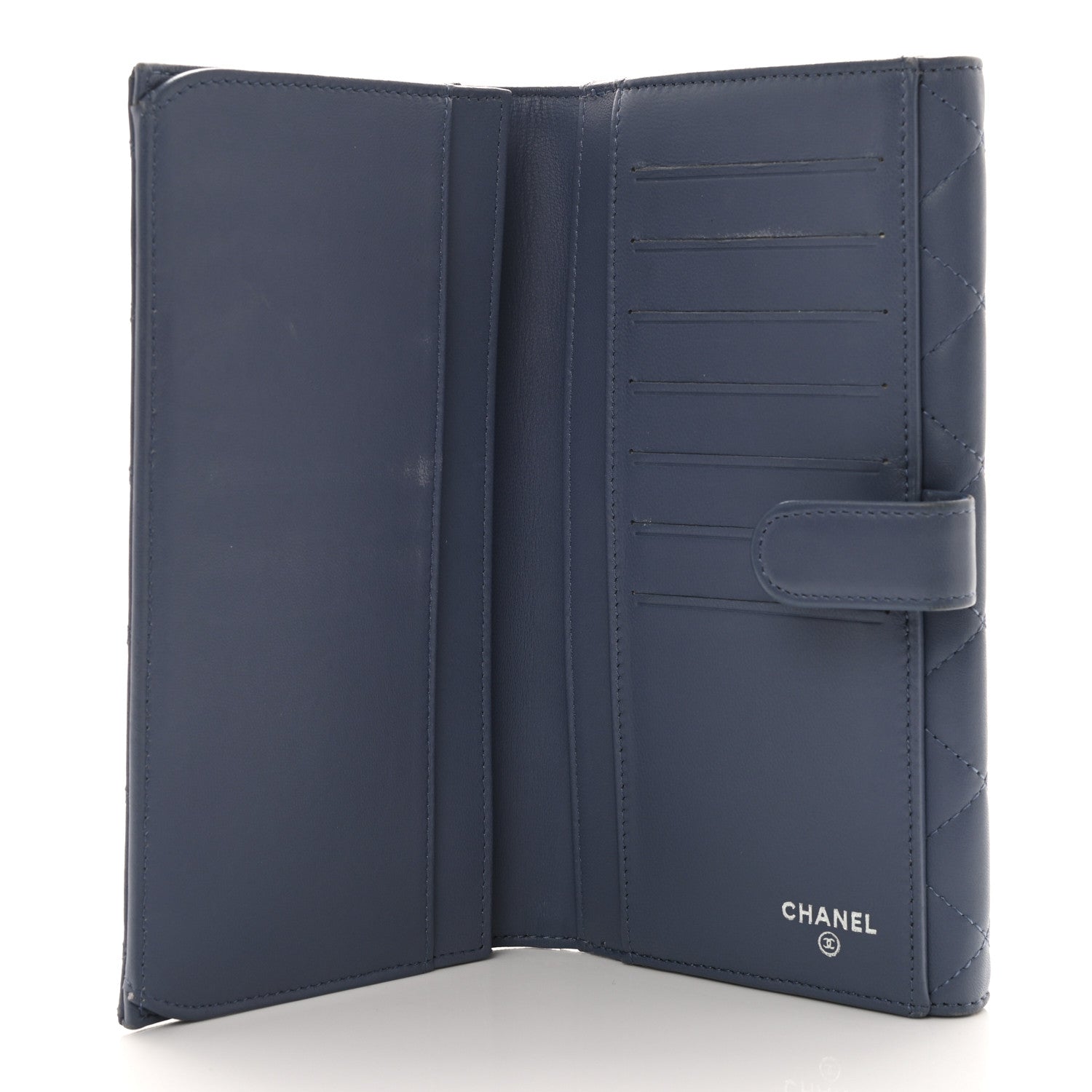 Chanel Lambskin Quilted Long Flap Wallet Blue 6 of 9