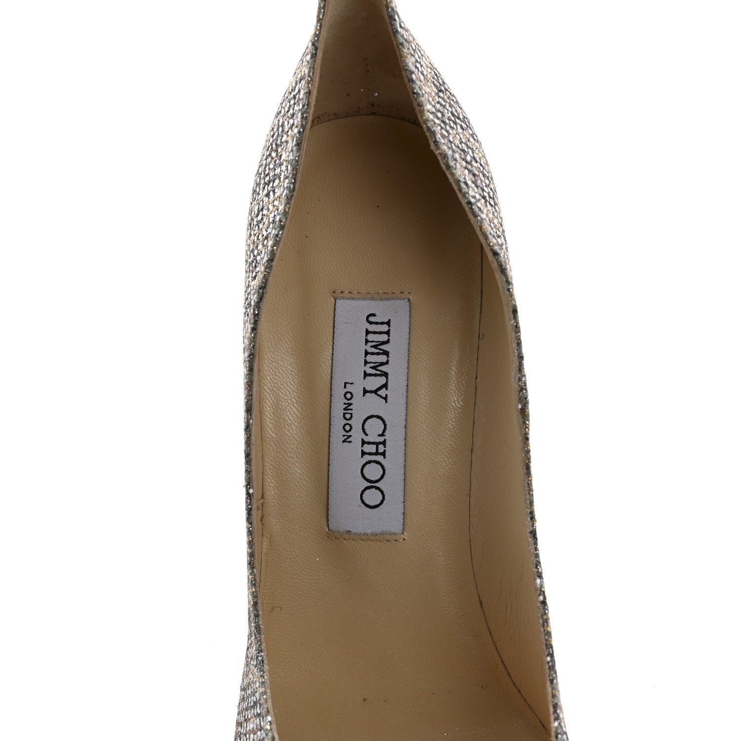 Jimmy Choo Coarse Glitter Fabric Aurora Leopard Print Abel Pumps 37 Champagne 7 of 8