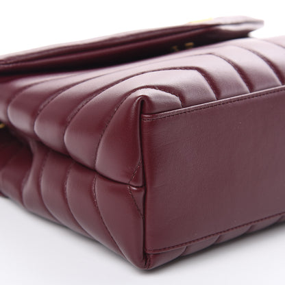 Saint Laurent Calfskin Y Quilted Monogram Small Loulou Chain Satchel Dark Legion Red 8 of 11