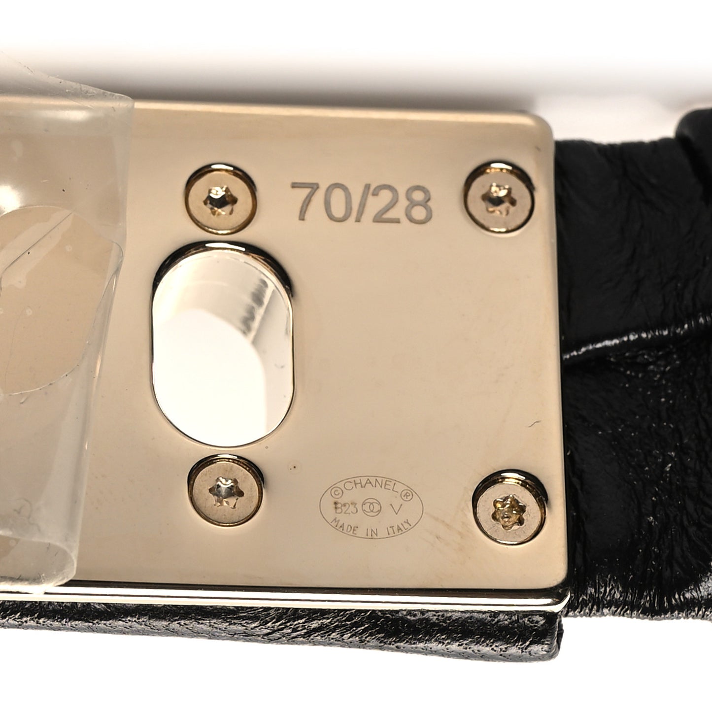 Lambskin Ruched Turn Lock CC Belt 70 28 Black