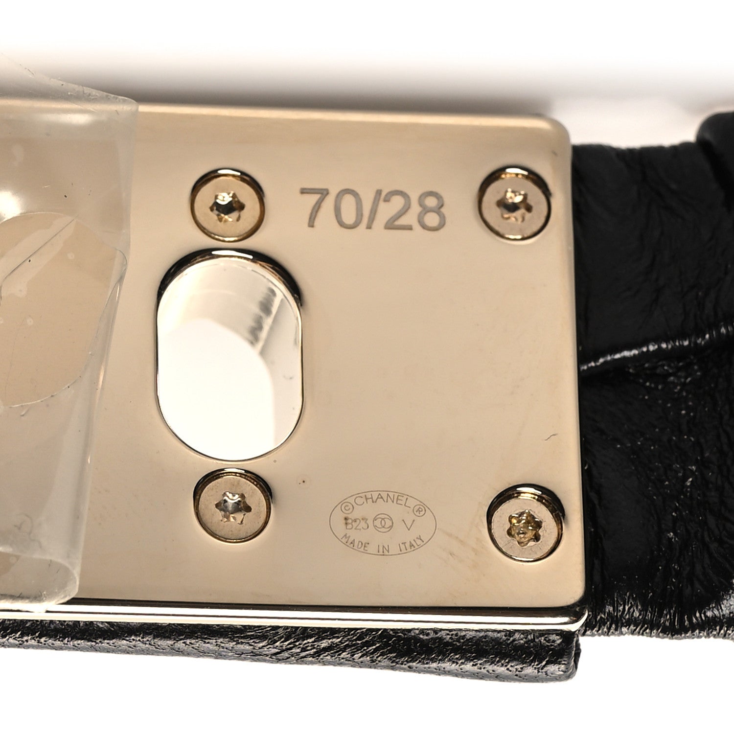 Chanel Lambskin Ruched Turn Lock CC Belt 70 28 Black 3 of 4