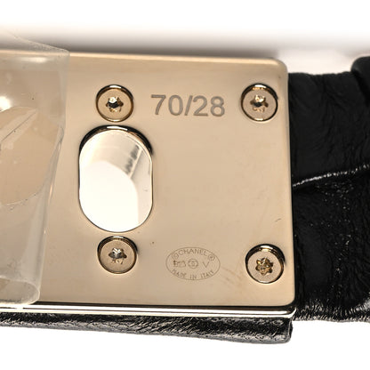 Chanel Lambskin Ruched Turn Lock CC Belt 70 28 Black 3 of 4