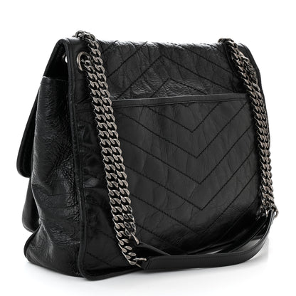 Saint Laurent Crinkled Calfskin Matelasse Monogram Large Niki Chain Satchel Black 3 of 11