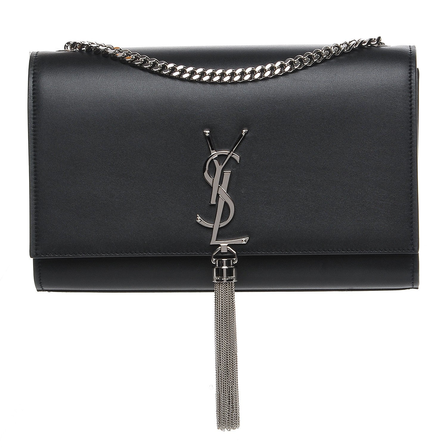 Saint Laurent Smooth Calfskin Medium Classic Monogram Kate Tassel Satchel Black 1 of 7
