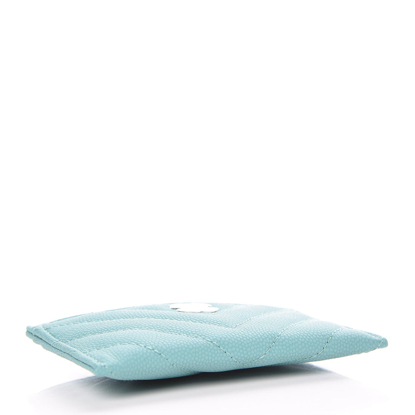 Iridescent Caviar Chevron Quilted Card Holder Turquoise