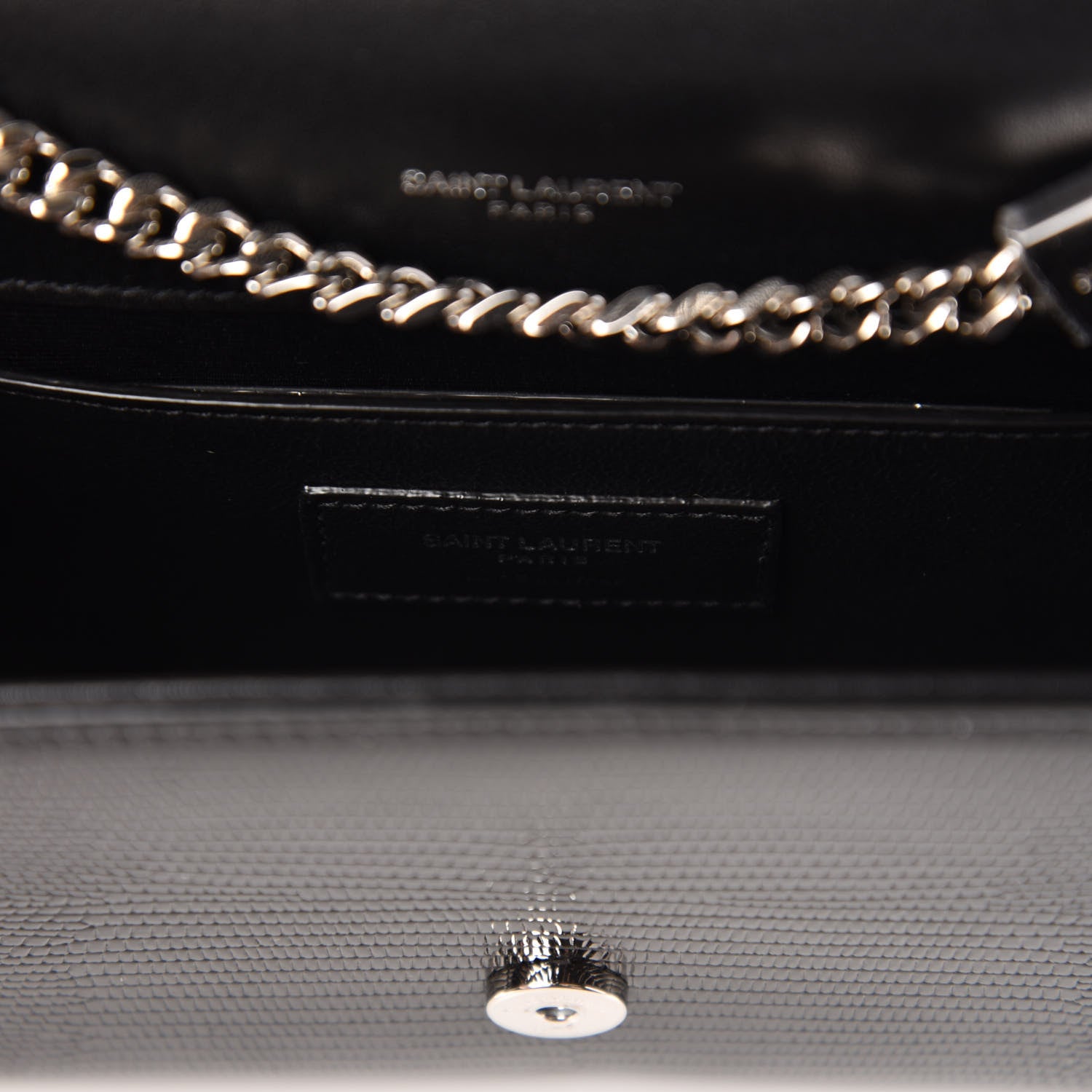Saint Laurent Calfskin Lizard Embossed Small Classic Monogram Kate Tassel Satchel Black 8 of 10
