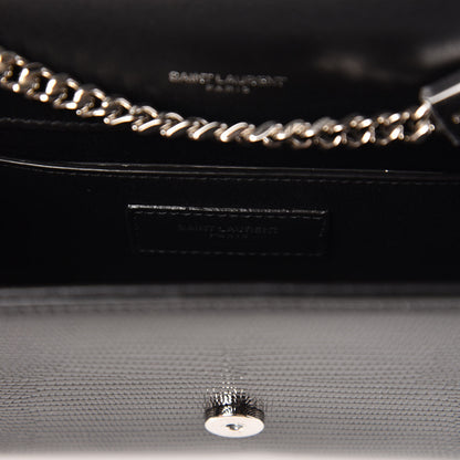 Saint Laurent Calfskin Lizard Embossed Small Classic Monogram Kate Tassel Satchel Black 8 of 10