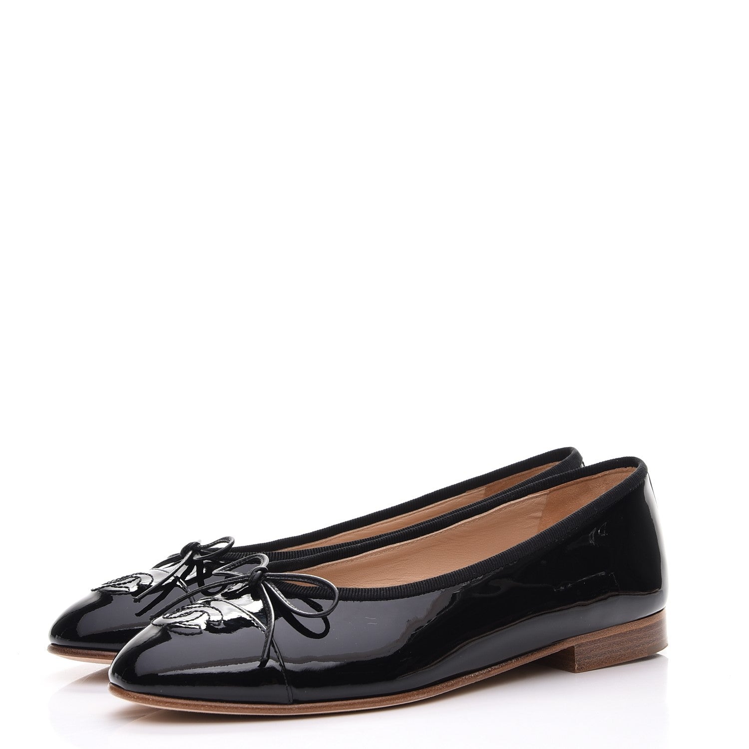 Chanel Patent CC Cap Toe Ballerina Flats 35.5 Black 3 of 9