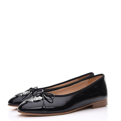 Chanel Patent CC Cap Toe Ballerina Flats 35.5 Black 3 of 9