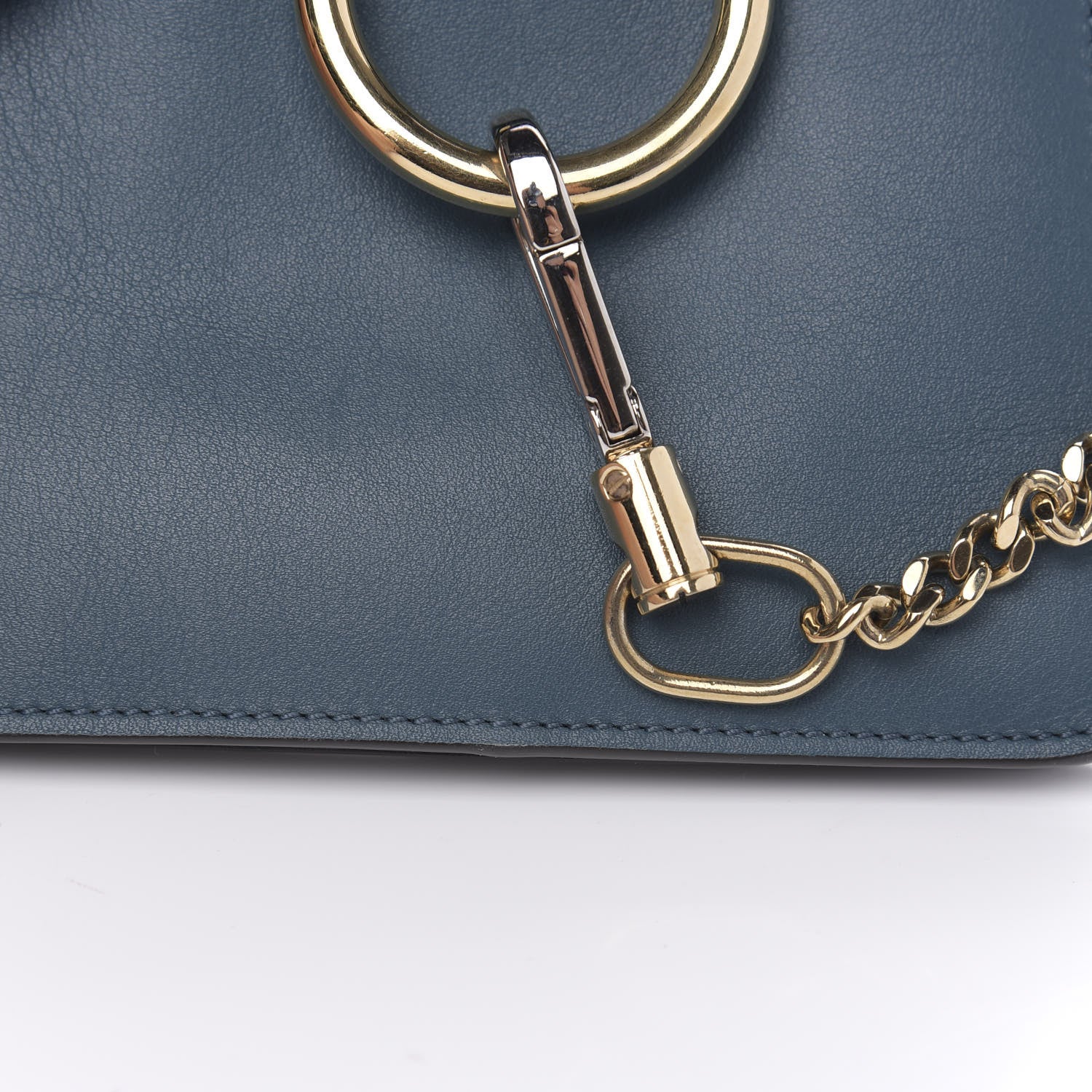 Chloe Suede Calfskin Mini Faye Bracelet Bag Majolica Blue 7 of 8