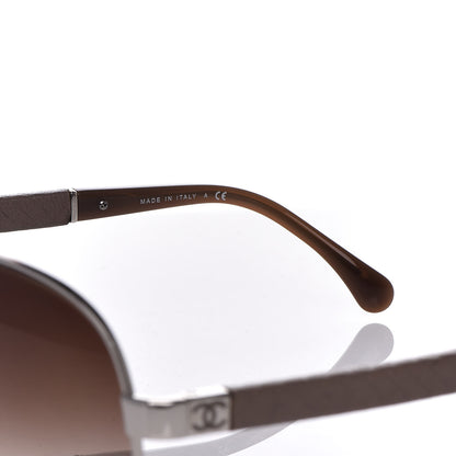 Chanel Lambskin Quilted CC Aviator Sunglasses 4195-Q Brown 5 of 9