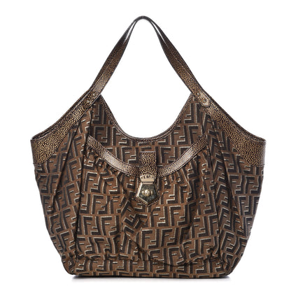 Fendi Zucca Vitello Large Chef Tote Tobacco Oro Moro 1 of 9