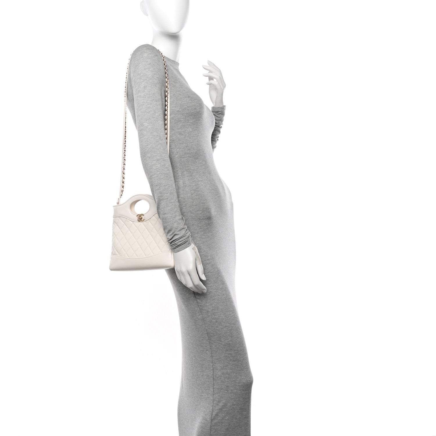 Chanel Shiny Lambskin Quilted Mini 31 Shopping Bag White 2 of 11