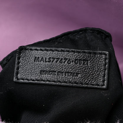 Saint Laurent Merino Shearling Lambskin Quilted Small Loulou Puffer Monogram Chain Satchel Lila 8 of 11