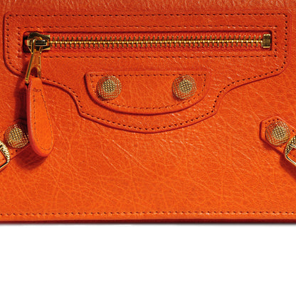 Balenciaga Agneau Giant Gold Money Wallet Tangerine 8 of 9