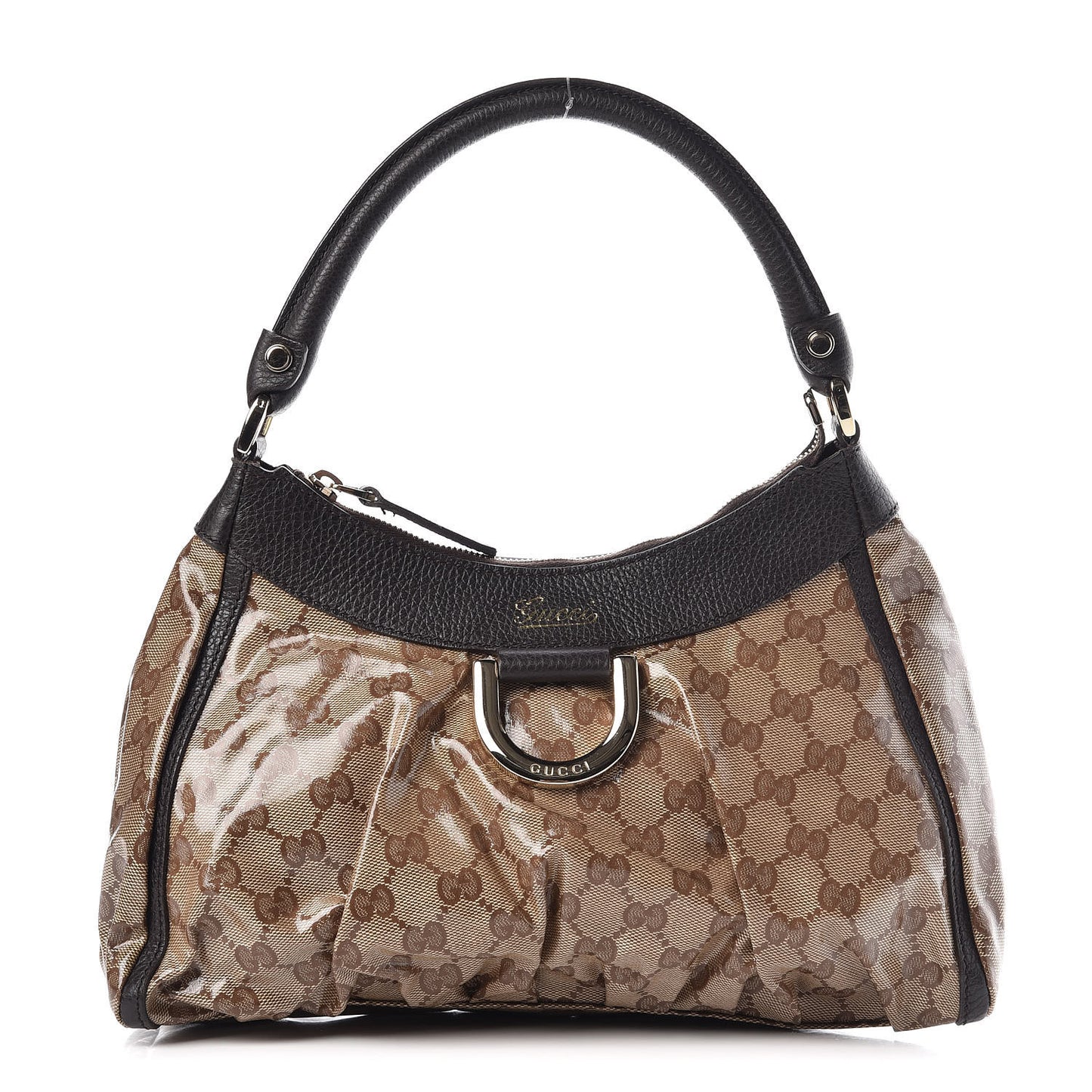Crystal Monogram D Ring Gold Hobo Brown