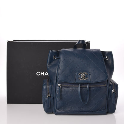 Chanel Grained Calfskin Pocket Backpack Dark Blue 8 of 8