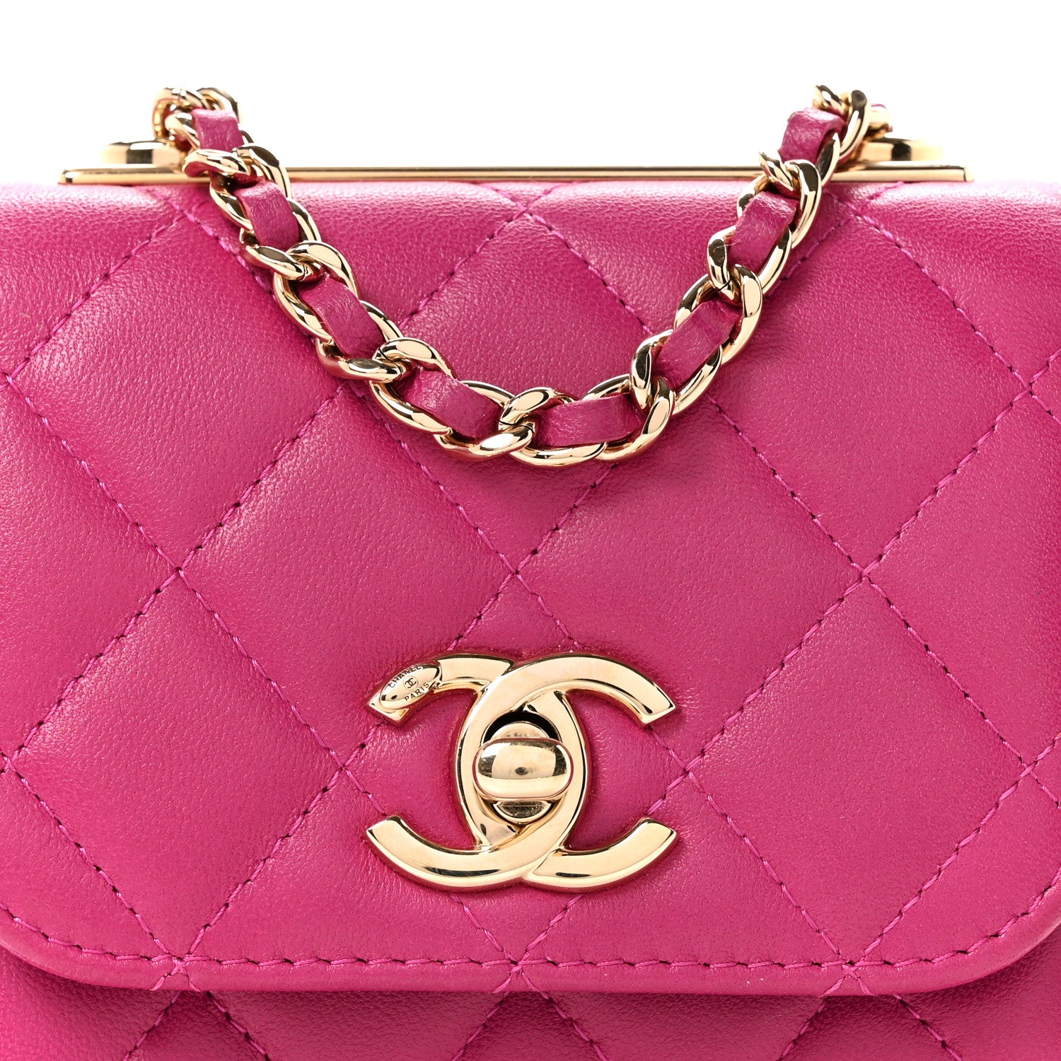 Chanel Lambskin Quilted Mini Trendy CC Clutch With Chain Fuchsia 8 of 11