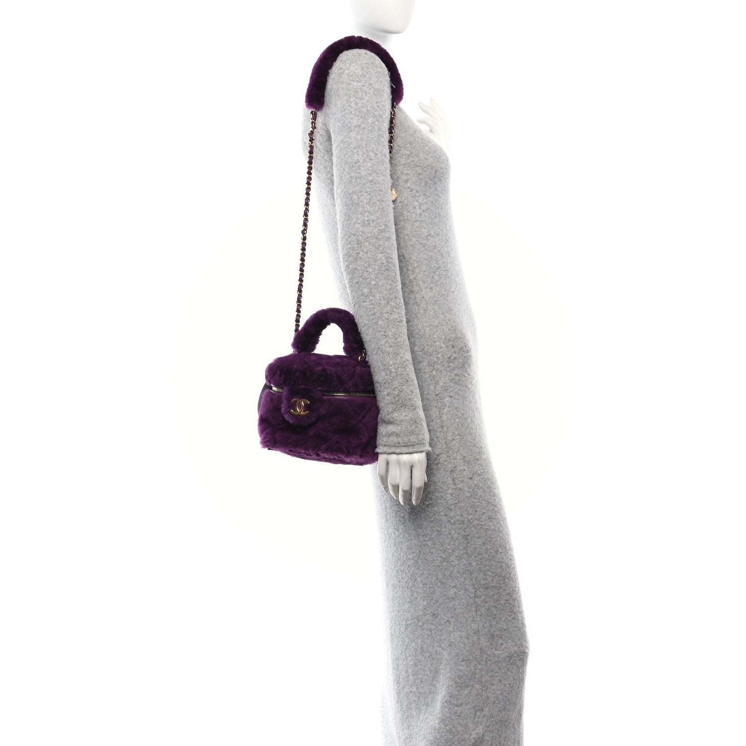 Chanel Shearling Lambskin Quilted Small Vanity Case Purple 2 of 11