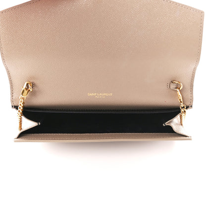 Saint Laurent Grain De Poudre Monogram Uptown Chain Wallet Dark Beige 5 of 10