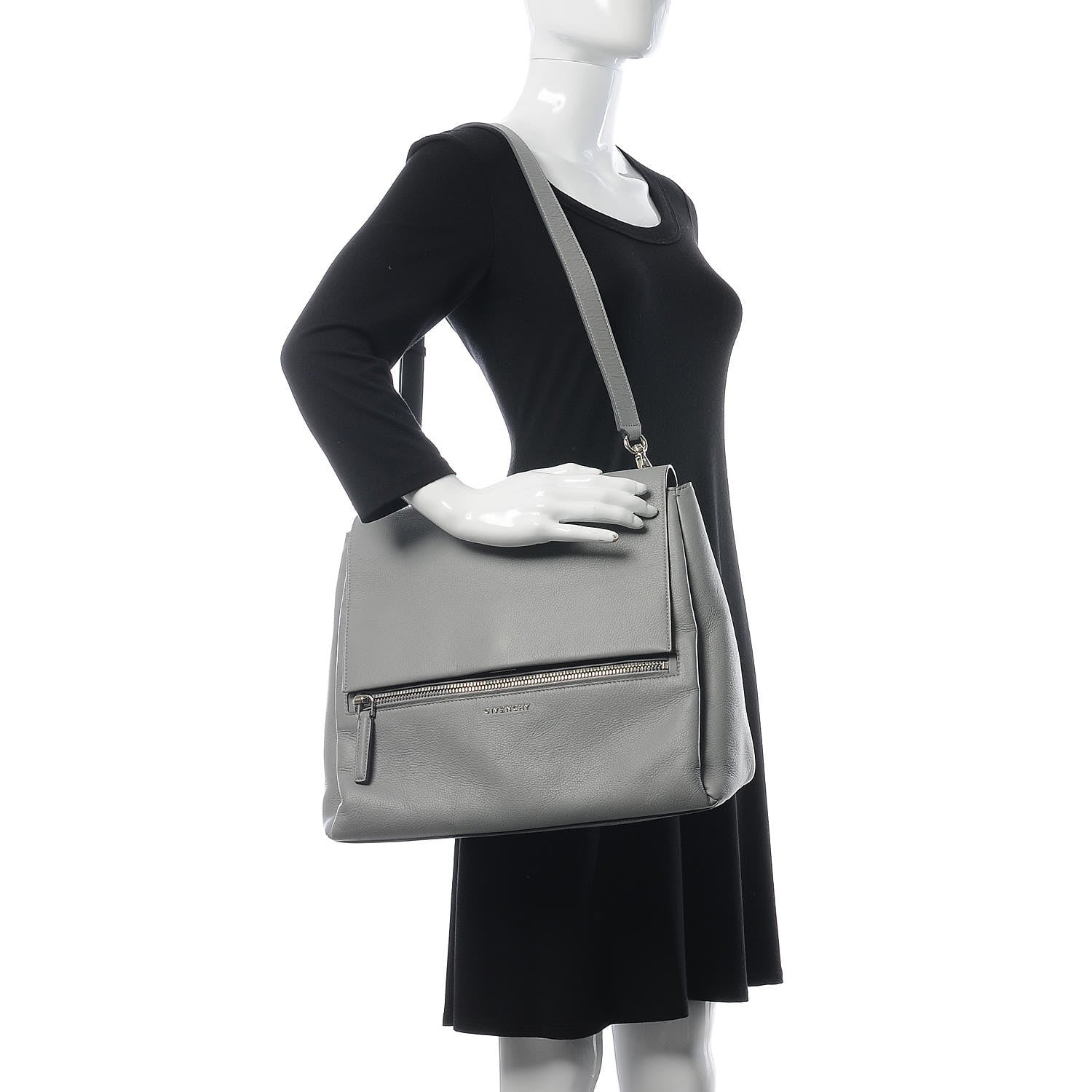 Givenchy Grained Calfskin Medium Pandora Pure Flap Bag Pearl Grey 2 of 9