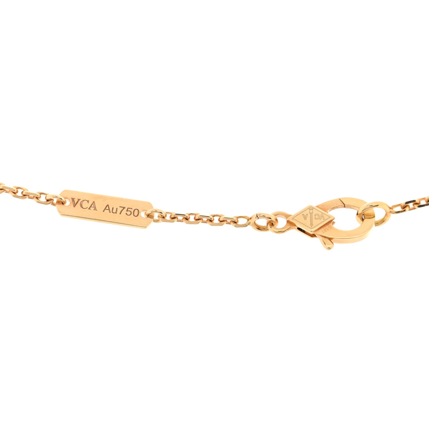 Van Cleef & Arpels 18K Yellow Gold Mother of Pearl Vintage Alhambra Pendant Necklace 4 of 4