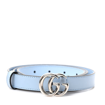 Gucci Moon Calfskin Palladium Double G 20mm Belt 90 36 Porcelain Light Blue 1 of 4