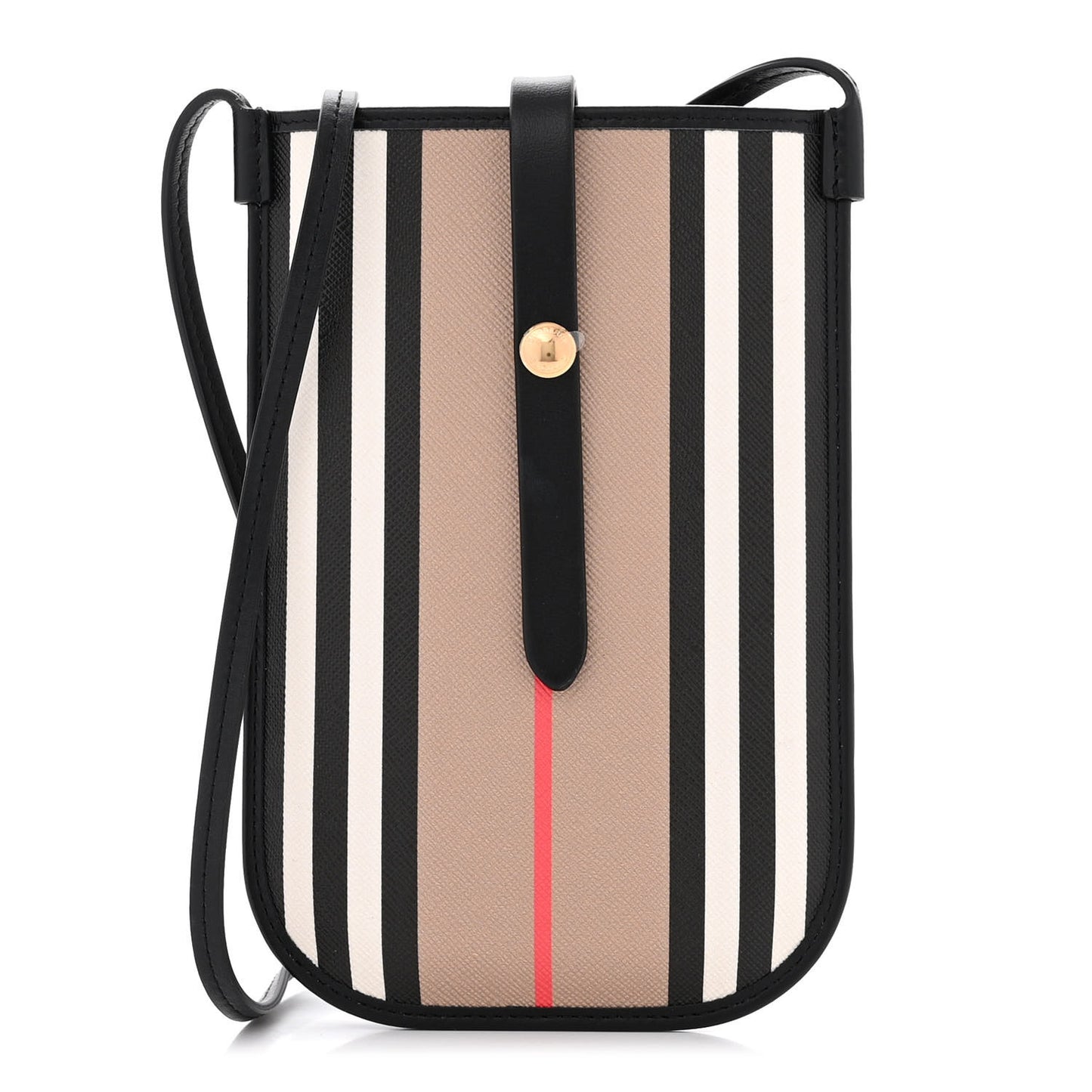 E-Canvas Calfskin Icon Stripe Anne Phone Case With Strap Archive Beige