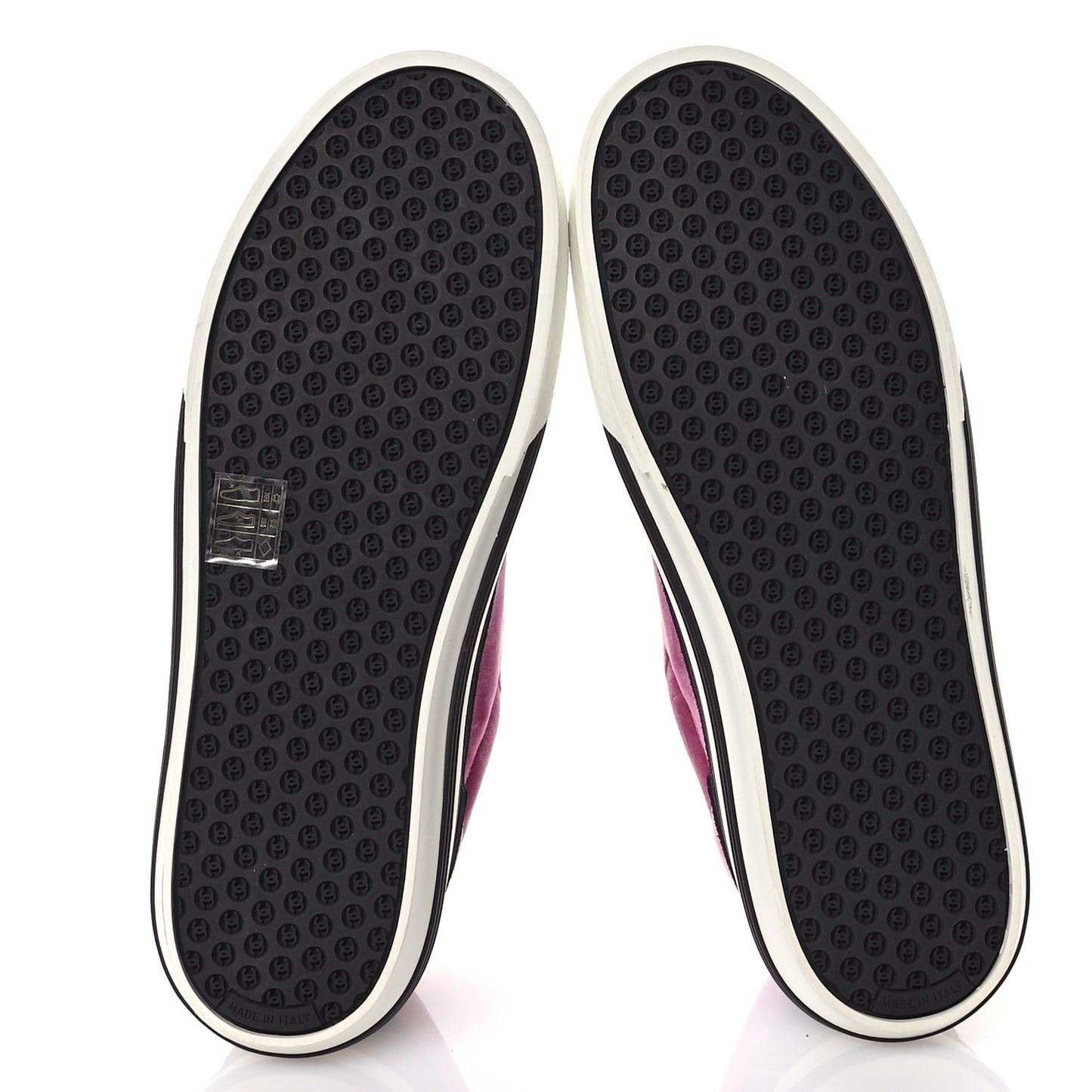 Calfskin Velvet Womens CC Sneakers 40.5 Black Pink