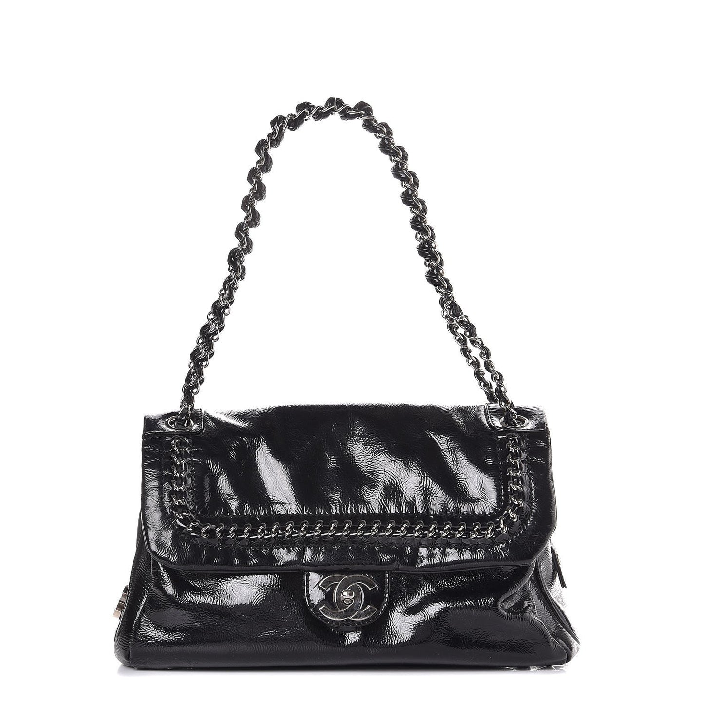 Patent Large Luxe Ligne Flap Black