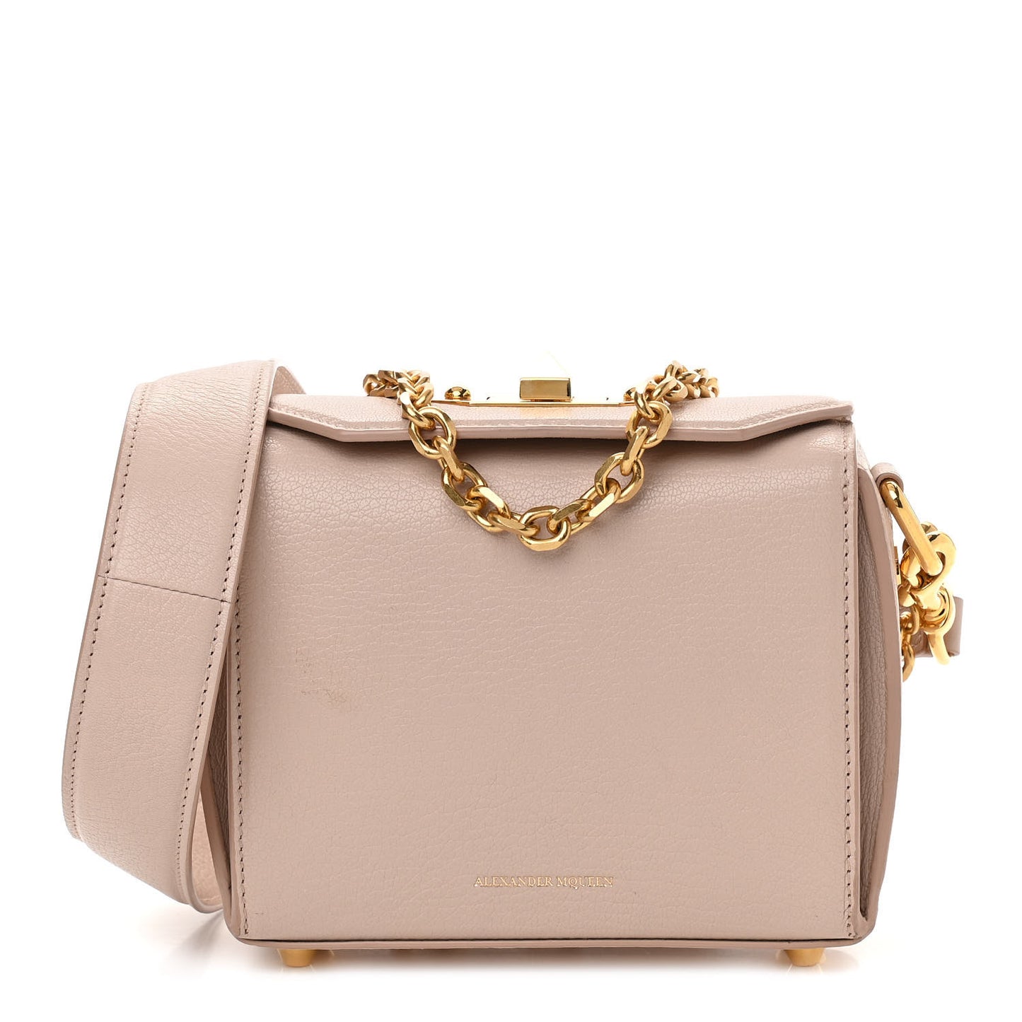 Fine Grain Goatskin Box Shoulder Bag 19 Nude